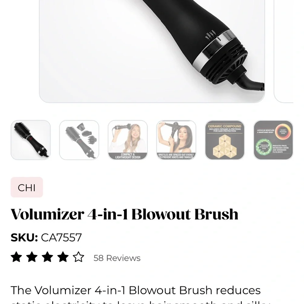 $125. CHI Black Volumizer 4-in-1 Blowout Brush top of the line. New never used! - Picture 13 of 16